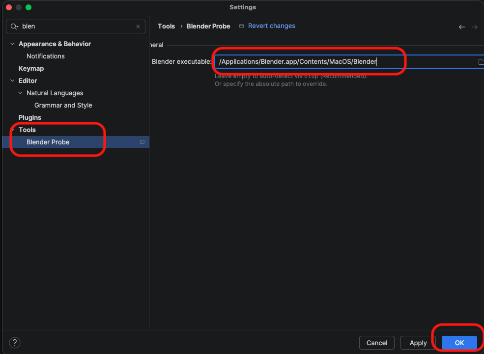 Blender Executable Path configuration